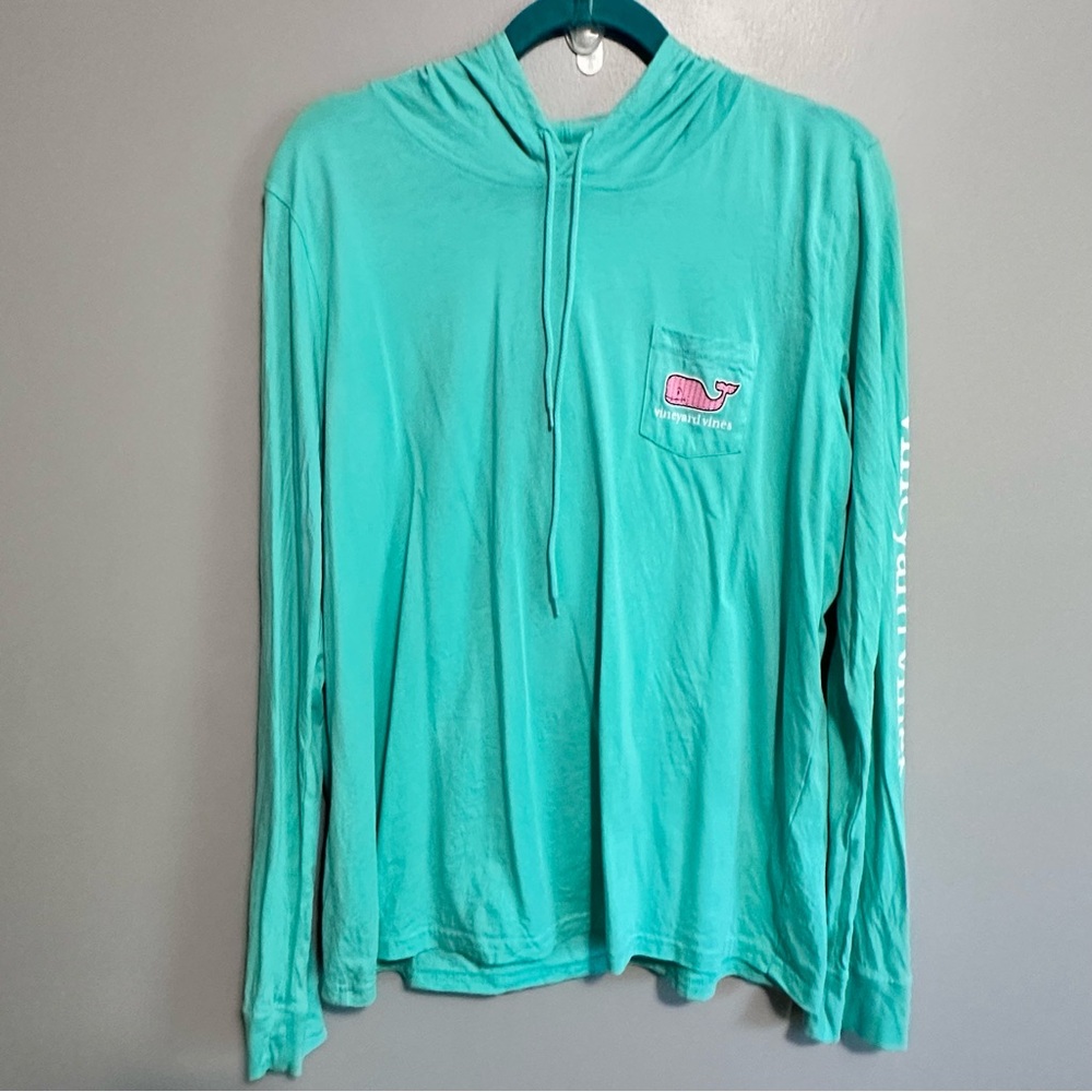 Vineyard Vines Pullover Hoodie Light Large Green  Long Sleeve Tunic Tee